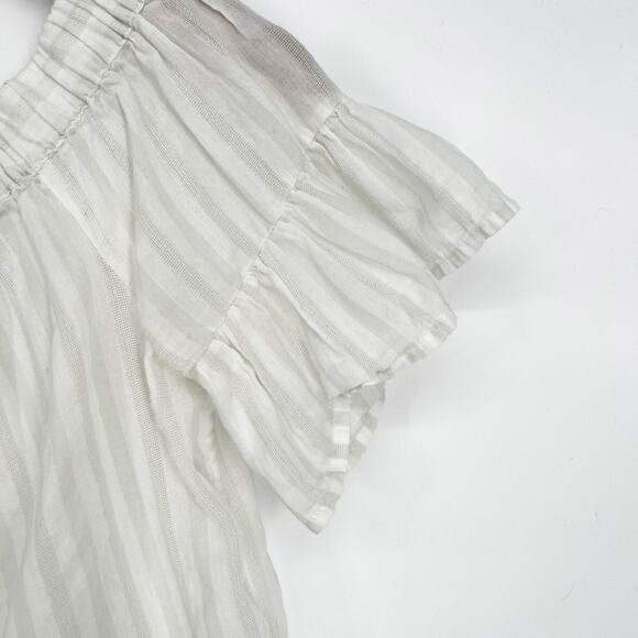 Madewell Striped Off-the-Shoulder Ruffle-Sleeve Top Sea Glass size Small - Picture 5 of 11